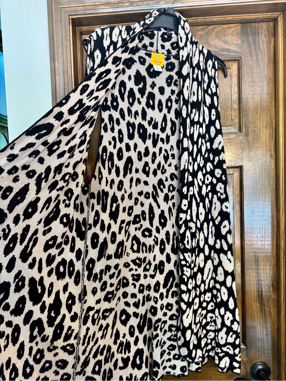 Ruby Rd. Black & Cream Leopard Print Open-Front Vest - Picture 4 of 10